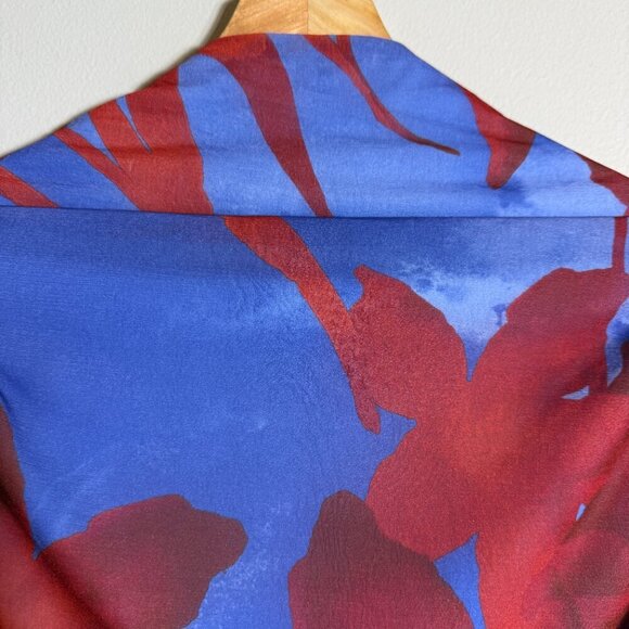 ASOS High Neck Backless Floral Mesh Mini Dress Women's 6 Blue Red Going Out NWT - Picture 8 of 16